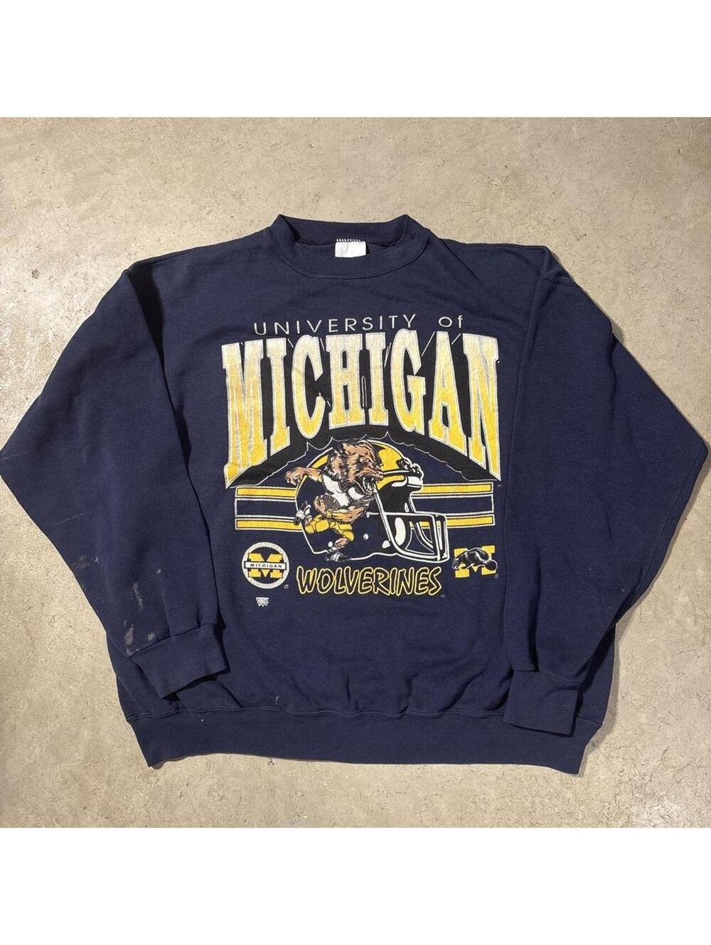 Vintage 90s Michigan Wolverines Tultex USA Sweatshirt Navy Mens XL Graphic
